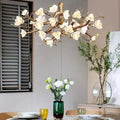 Flower Bloom Branch Brass Chandelier - Brass and WhiteDia 55.1″(140cm) x H 19.7″(50cm) - Manor Lights