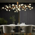 Flower Bloom Branch Brass Chandelier - Brass and WhiteDia 55.1″(140cm) x H 19.7″(50cm) - Manor Lights