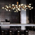 Flower Bloom Branch Brass Chandelier - Brass and WhiteDia 55.1″(140cm) x H 19.7″(50cm) - Manor Lights