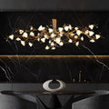 Flower Bloom Branch Brass Chandelier - Brass and WhiteDia 55.1″(140cm) x H 19.7″(50cm) - Manor Lights