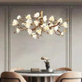 Flower Bloom Branch Brass Chandelier - Brass and WhiteDia 55.1″(140cm) x H 19.7″(50cm) - Manor Lights