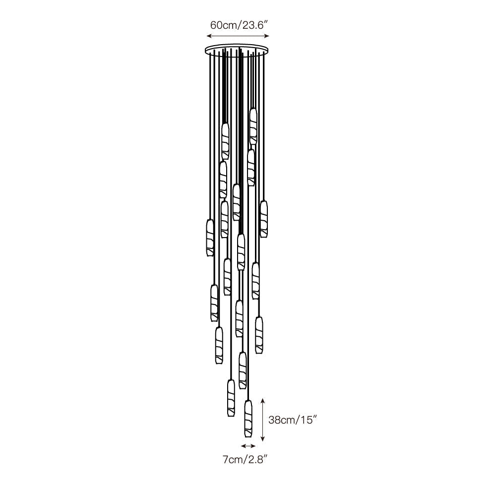Flute Alabaster Chandelier - 2 headsBrass & White-Jecanoli