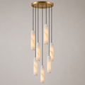 Flute Alabaster Chandelier - 7 headsBrass & White-Jecanoli