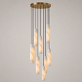 Flute Alabaster Chandelier - 9 headsBrass & White-Jecanoli