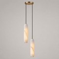 Flute Alabaster Chandelier - 2 headsBrass & White-Jecanoli