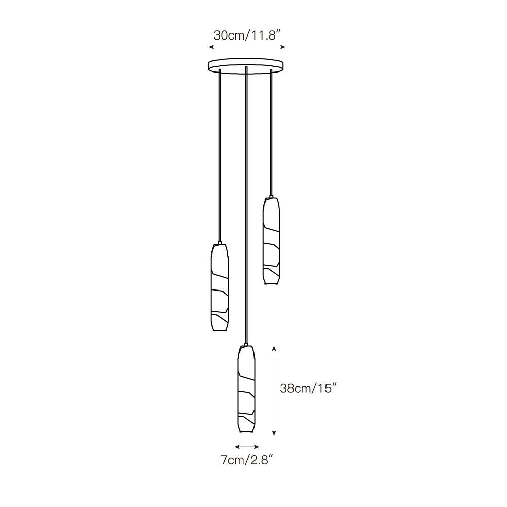 Flute Alabaster Chandelier - 2 headsBrass & White-Jecanoli