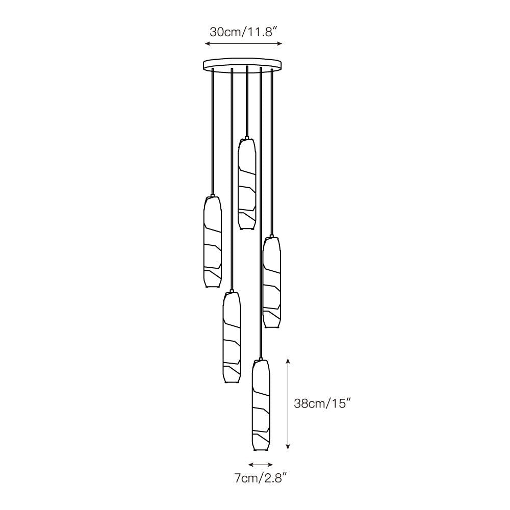 Flute Alabaster Chandelier - 2 headsBrass & White-Jecanoli