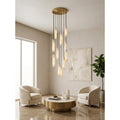 Flute Alabaster Chandelier - 2 headsBrass & White-Jecanoli