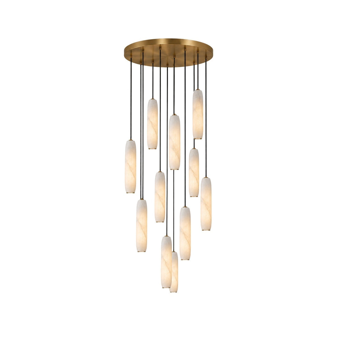 Flute Alabaster Chandelier - 2 headsBrass & White-Jecanoli
