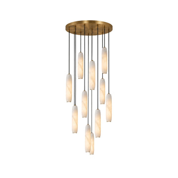 Flute Alabaster Chandelier - 2 headsBrass & White-Jecanoli