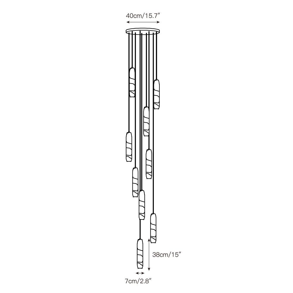 Flute Alabaster Chandelier - 2 headsBrass & White-Jecanoli
