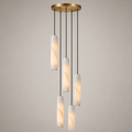Flute Alabaster Chandelier - 5 headsBrass & White-Jecanoli