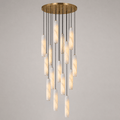Flute Alabaster Chandelier - 18 headsBrass & White-Jecanoli