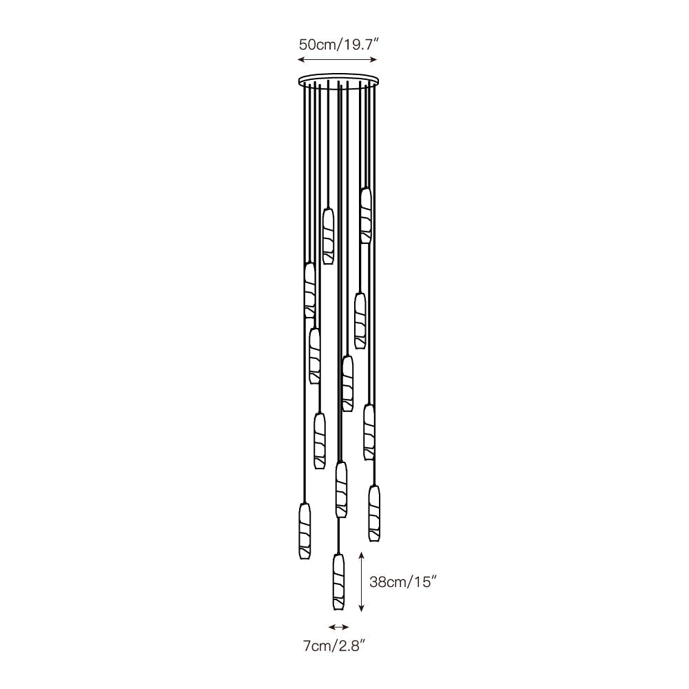 Flute Alabaster Chandelier - 2 headsBrass & White-Jecanoli
