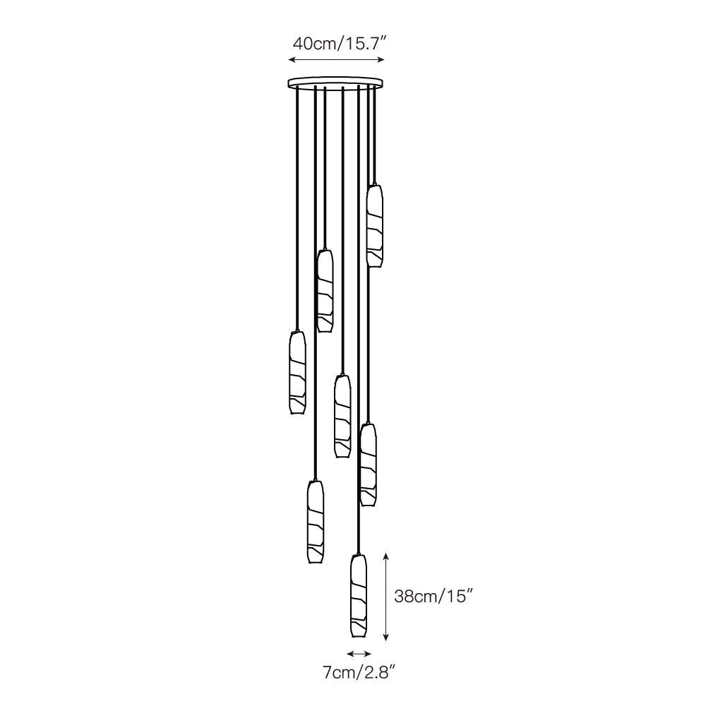 Flute Alabaster Chandelier - 2 headsBrass & White-Jecanoli