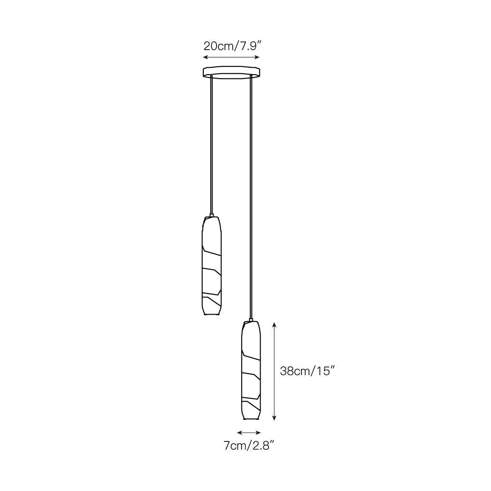 Flute Alabaster Chandelier - 2 headsBrass & White-Jecanoli