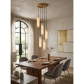 Flute Alabaster Chandelier - 2 headsBrass & White-Jecanoli