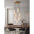 Flute Alabaster Chandelier - 2 headsBrass & White-Jecanoli