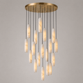 Flute Alabaster Chandelier - 21 headsBrass & White-Jecanoli