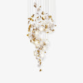 Flying Flowers Fluttering Chandelier - Model A ∅ 31.5″ x H 70.1″ / Dia 80cm x H 180cmBrass & White-Jecanoli