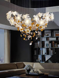 Flying Flowers Fluttering Chandelier - Model A ∅ 31.5″ x H 70.1″ / Dia 80cm x H 180cmBrass & White-Jecanoli
