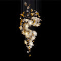 Flying Flowers Fluttering Chandelier - Model A ∅ 31.5″ x H 70.1″ / Dia 80cm x H 180cmBrass & White-Jecanoli