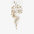 Flying Flowers Fluttering Chandelier - Model A ∅ 31.5″ x H 70.1″ / Dia 80cm x H 180cmBrass & White-Jecanoli