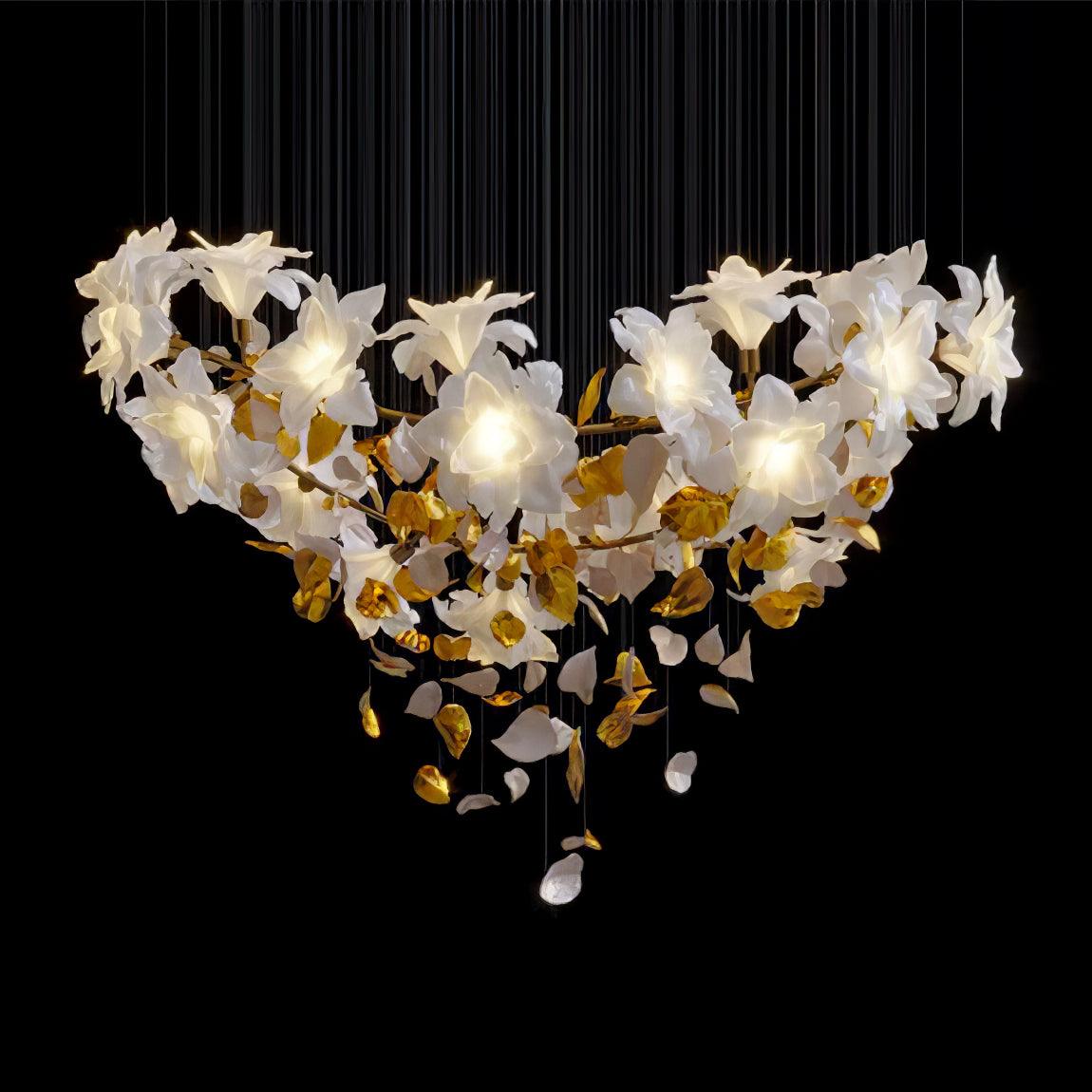 Flying Flowers Fluttering Chandelier - Model F L 31.5″ x H 23.6″ / L 80cm x H 60cmBrass & White-Jecanoli