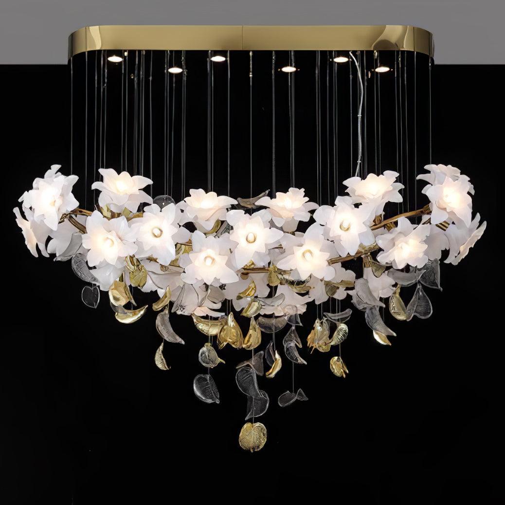 Flying Flowers Fluttering Chandelier - Model F L 31.5″ x H 23.6″ / L 80cm x H 60cmBrass & White-Jecanoli