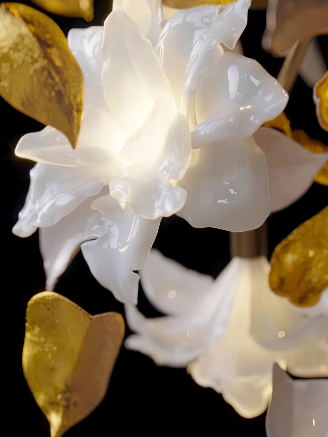 Flying Flowers Fluttering Chandelier - Model F L 31.5″ x H 23.6″ / L 80cm x H 60cmBrass & White-Jecanoli