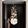 Flying Flowers Fluttering Chandelier - Model F L 31.5″ x H 23.6″ / L 80cm x H 60cmBrass & White-Jecanoli