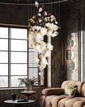 Flying Flowers Fluttering Chandelier - Model F L 31.5″ x H 23.6″ / L 80cm x H 60cmBrass & White-Jecanoli