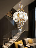 Flying Flowers Fluttering Chandelier - Model F L 31.5″ x H 23.6″ / L 80cm x H 60cmBrass & White-Jecanoli