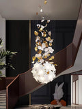 Flying Flowers Fluttering Chandelier - Model F L 31.5″ x H 23.6″ / L 80cm x H 60cmBrass & White-Jecanoli