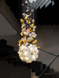Flying Flowers Fluttering Chandelier - Model F L 31.5″ x H 23.6″ / L 80cm x H 60cmBrass & White-Jecanoli