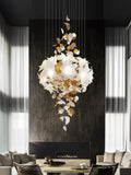 Flying Flowers Fluttering Chandelier - Model F L 31.5″ x H 23.6″ / L 80cm x H 60cmBrass & White-Jecanoli