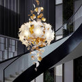 Flying Flowers Fluttering Chandelier - Model A ∅ 31.5″ x H 70.1″ / Dia 80cm x H 180cmBrass & White-Jecanoli
