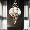 Flying Flowers Fluttering Chandelier - Model A ∅ 31.5″ x H 70.1″ / Dia 80cm x H 180cmBrass & White-Jecanoli