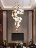Flying Flowers Fluttering Chandelier - Model A ∅ 31.5″ x H 70.1″ / Dia 80cm x H 180cmBrass & White-Jecanoli