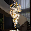Flying Flowers Fluttering Chandelier - Model A ∅ 31.5″ x H 70.1″ / Dia 80cm x H 180cmBrass & White-Jecanoli