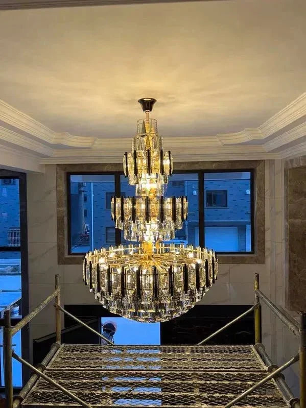 Foyer 3 Layers Extra Large Crystal Chandelier for Living Room Staircase Ceiling Lighting Fixture - D31.5"*H47.2"-Jecanoli