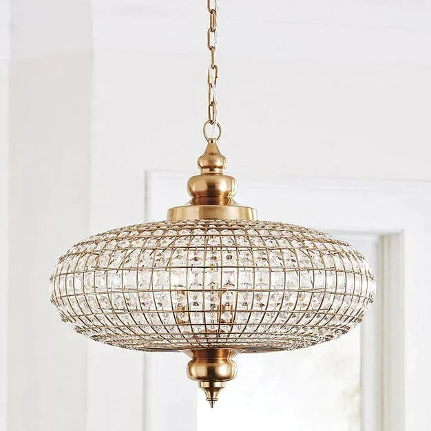 French Empire Vintage Bead Ellipsoid Crystal Chandelier for Living Room/Bedroom - 6 Lights/D25"*H20"/12.3kgDark BronzeWarm LightBlushlighting