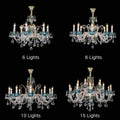 French Romantic Blue Crystal Designer Chandelier for Bedroom/Living Room/Dining Room - 10 Lights:D34.65