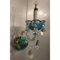 French Romantic Blue Crystal Designer Chandelier for Bedroom/Living Room/Dining Room - 1 Light Wall Lamp: W5.12