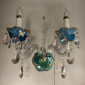 French Romantic Blue Crystal Designer Chandelier for Bedroom/Living Room/Dining Room - 2 Lights Wall Lamp: W14.96