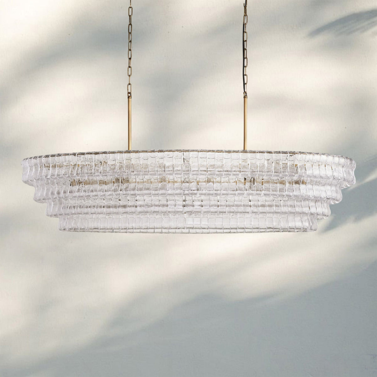 Ghiaccio Glass Oval Chandelier 54''65''-Jecanoli