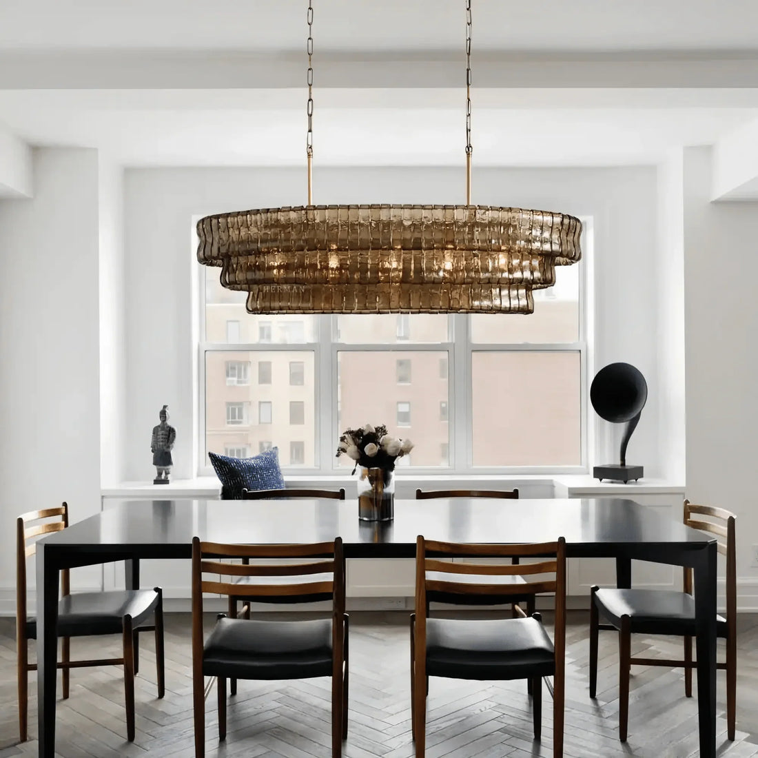 Ghiaccio Glass Oval Chandelier 54''65''-Jecanoli
