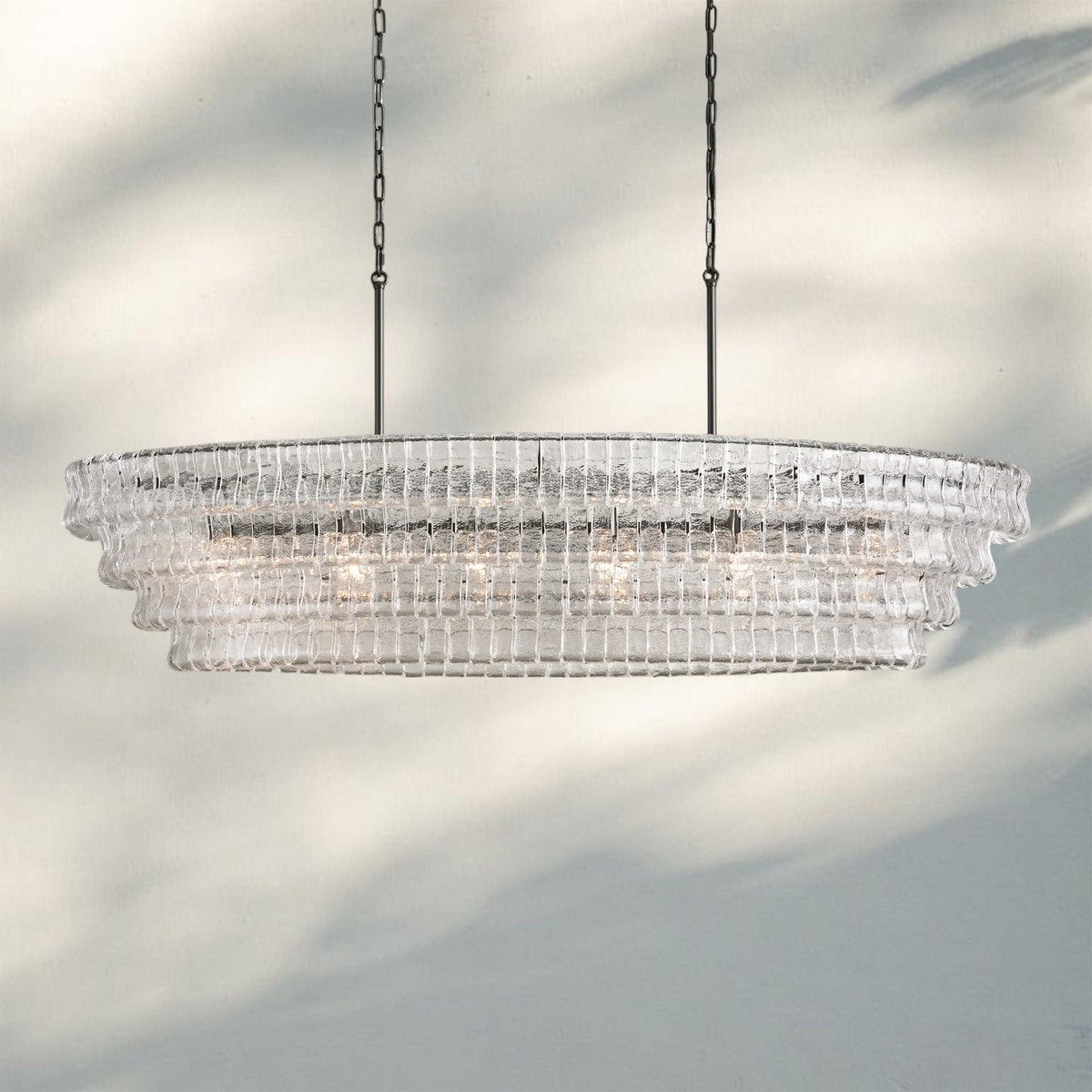 Ghiaccio Glass Oval Chandelier 54''65''-Jecanoli