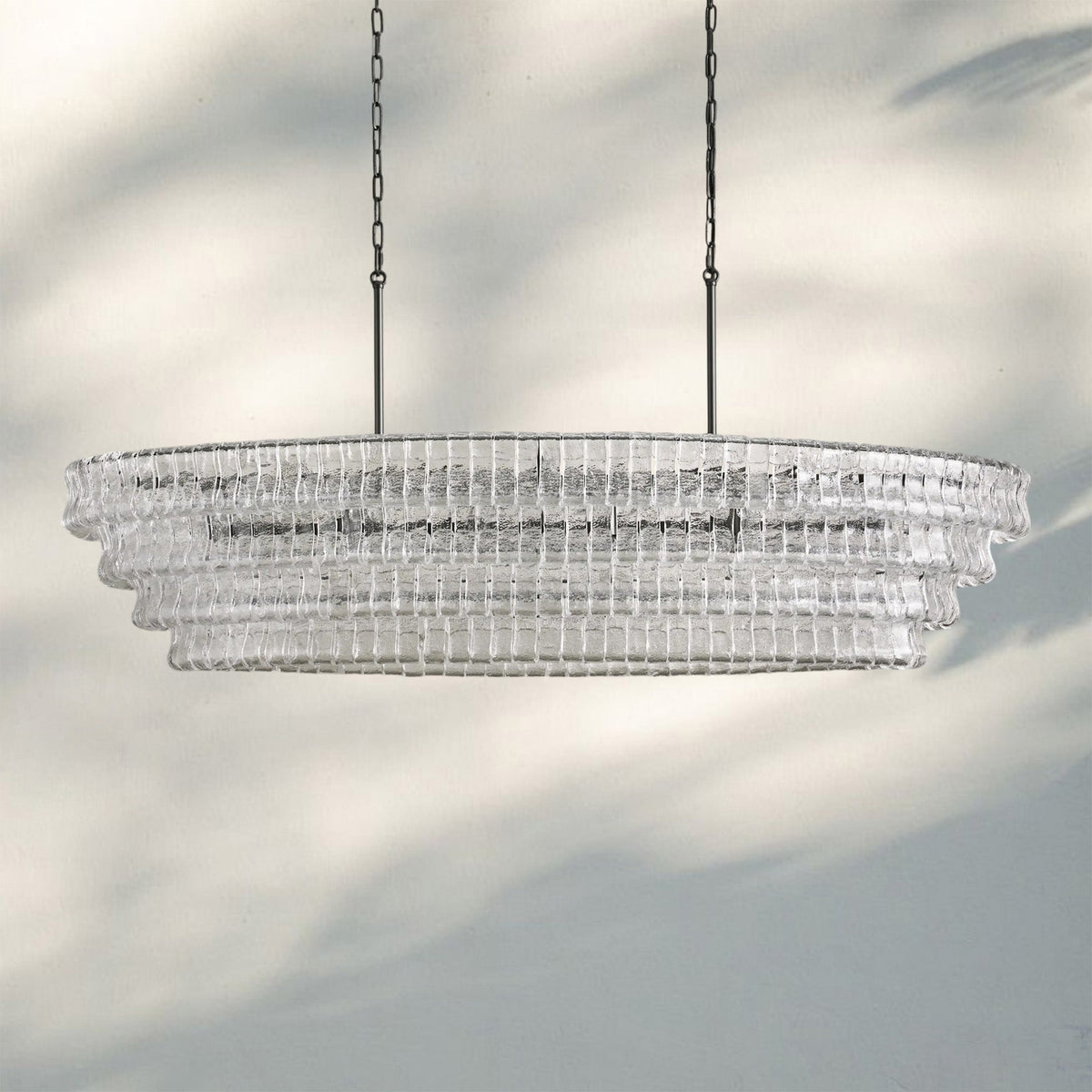 Ghiaccio Glass Oval Chandelier 54''65''-Jecanoli