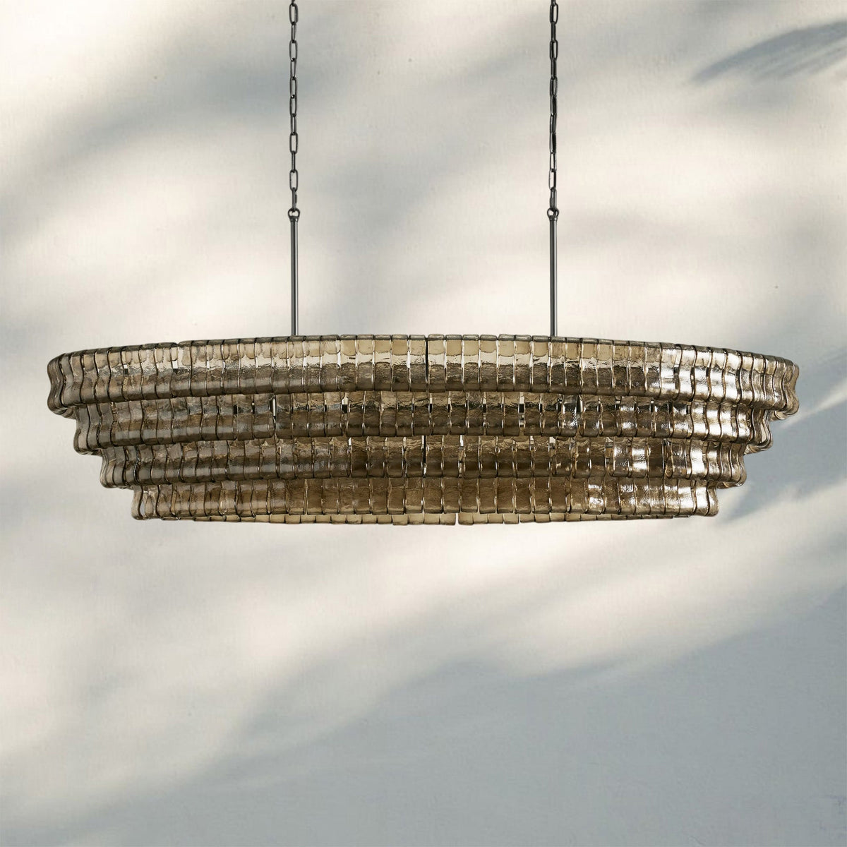Ghiaccio Glass Oval Chandelier 54''65''-Jecanoli